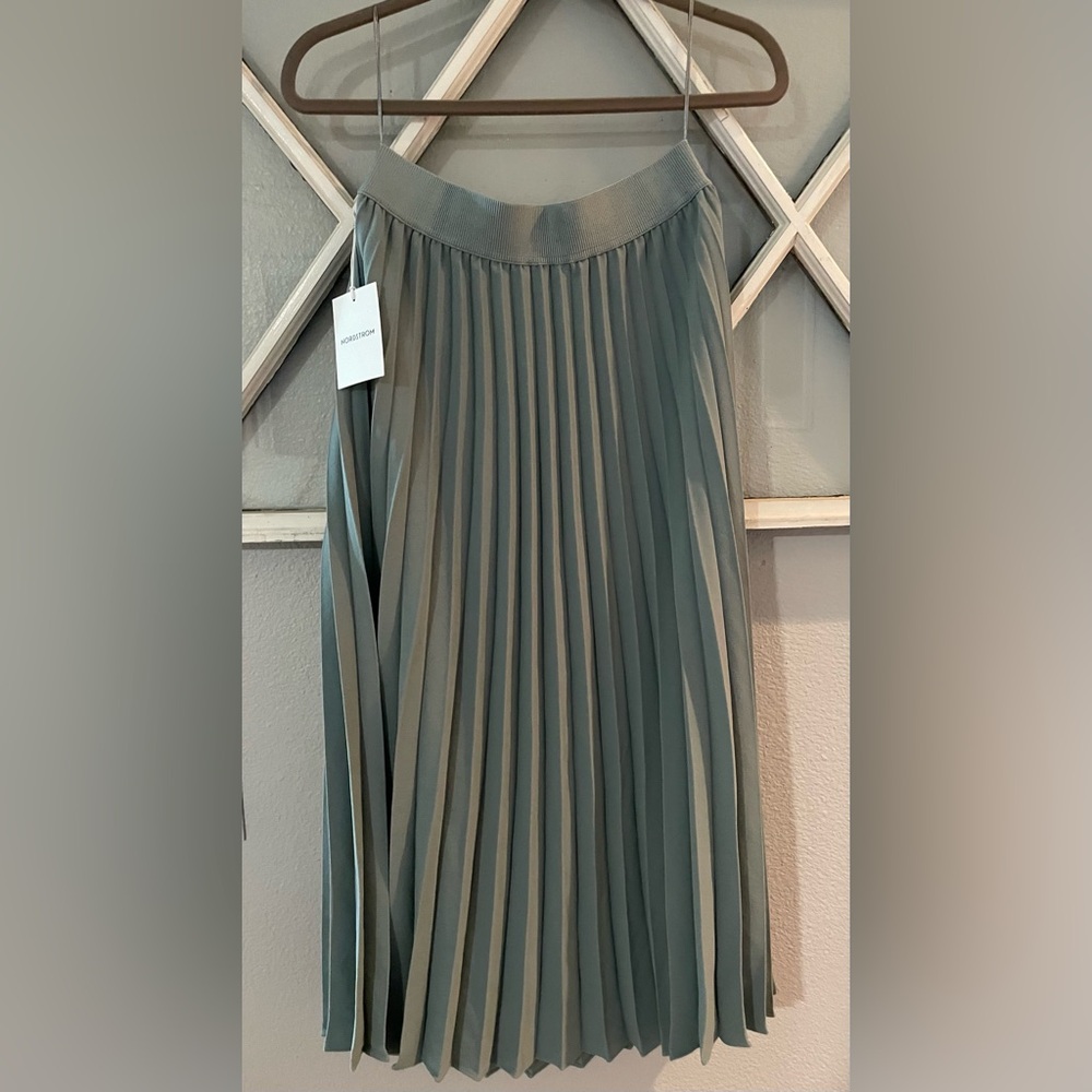 Pleated Midi Skirt color grey mineral